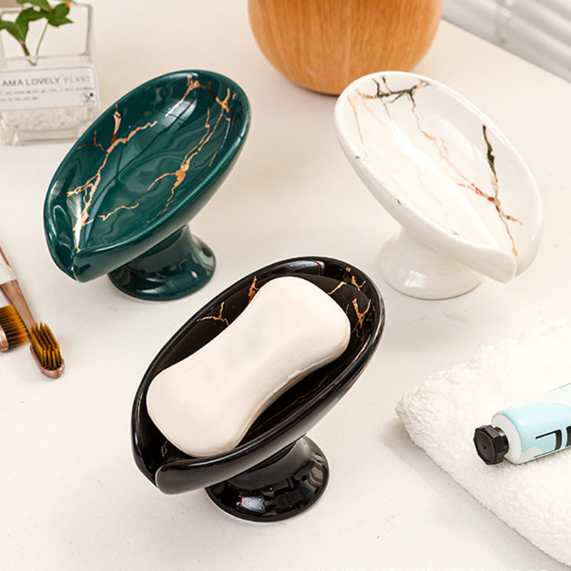 📢📢40% OFF !! ⏰Ceramic Self-Draining Leaf Soap Dish