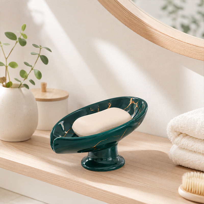📢📢40% OFF !! ⏰Ceramic Self-Draining Leaf Soap Dish