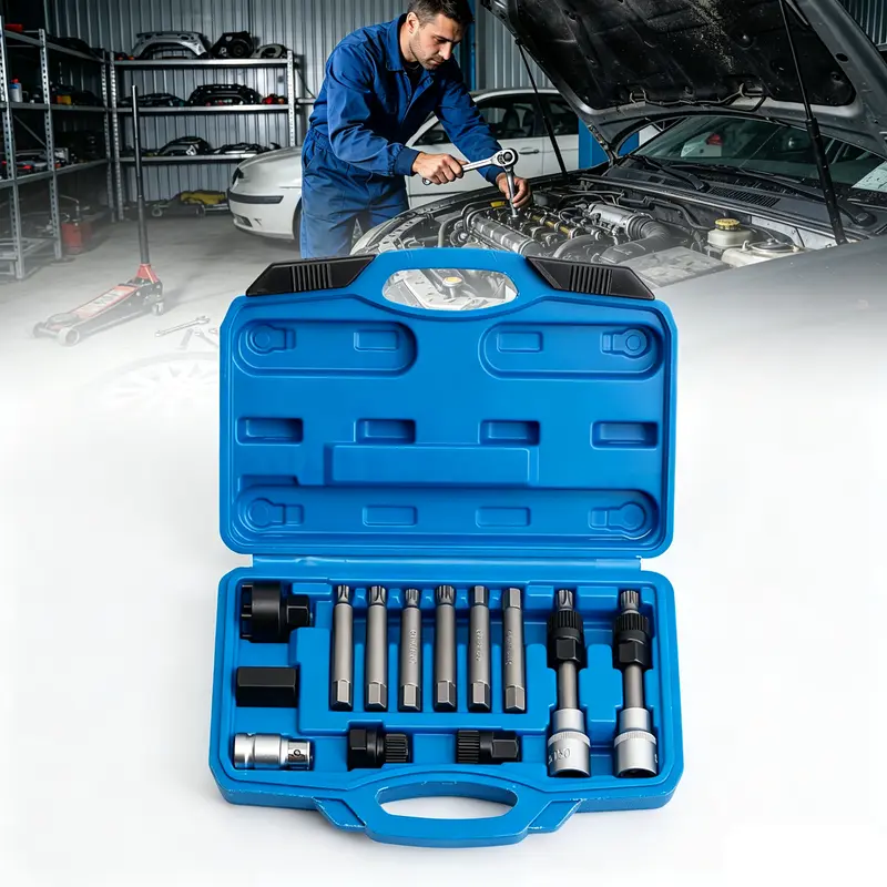 📢📢40% OFF !! ⏰Alternator Pulley Removal Tool Kit with Organizer