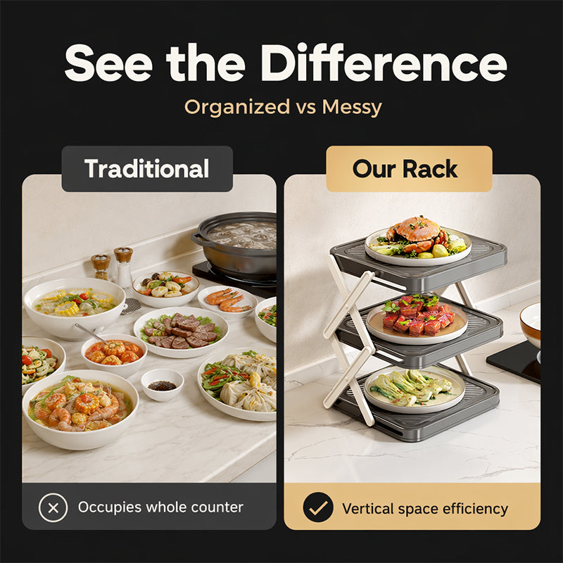 📢📢40% OFF !! ⏰Multi-Layer Space-Saving Kitchen Prep Dish Storage