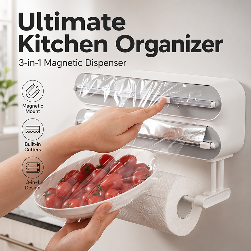 📢📢40% OFF !! ⏰2-in-1 Magnetic Wrap Cutter & Towel Holder
