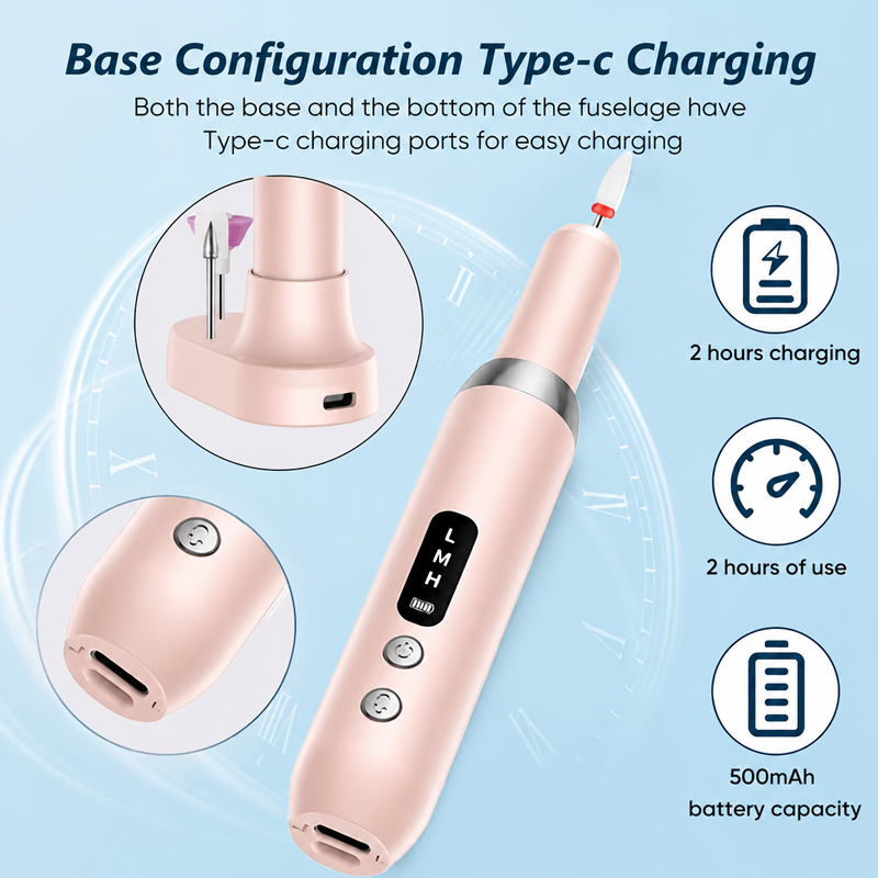 📢📢40% OFF !! ⏰Cordless Electric Nail Drill Machine with Charging Base