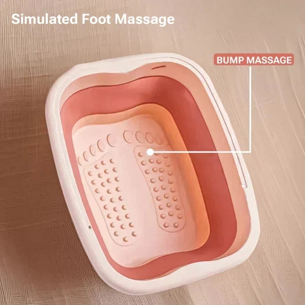 📢📢50% OFF !! ⏰Collapsible Foot Spa Basin with Lid | Portable Silicone Foot Soak Tub with Massage Rollers for Home Relaxation