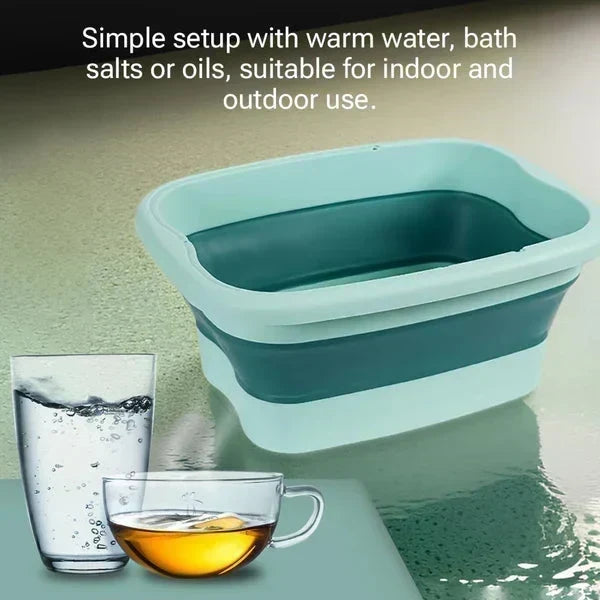 📢📢50% OFF !! ⏰Collapsible Foot Spa Basin with Lid | Portable Silicone Foot Soak Tub with Massage Rollers for Home Relaxation