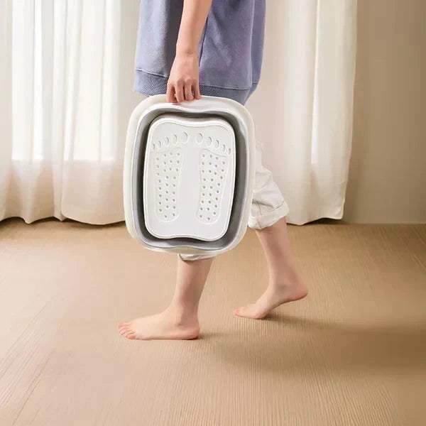 📢📢50% OFF !! ⏰Collapsible Foot Spa Basin with Lid | Portable Silicone Foot Soak Tub with Massage Rollers for Home Relaxation