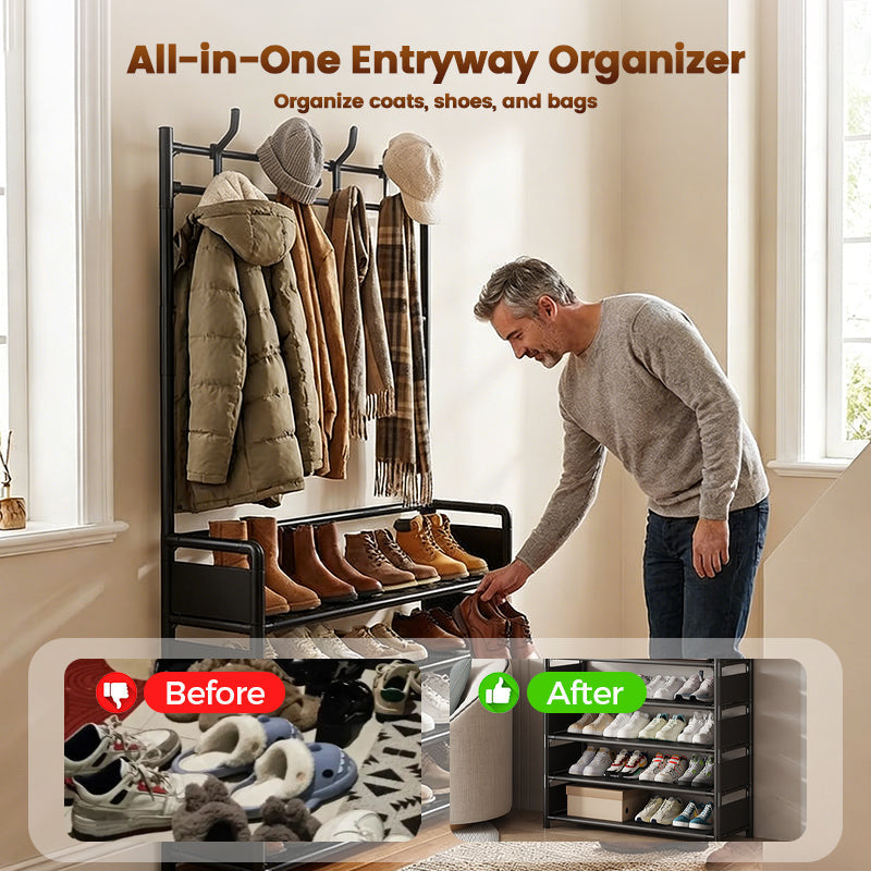📢📢40% OFF !! ⏰Multi-Functional Entryway Shoe & Coat Rack