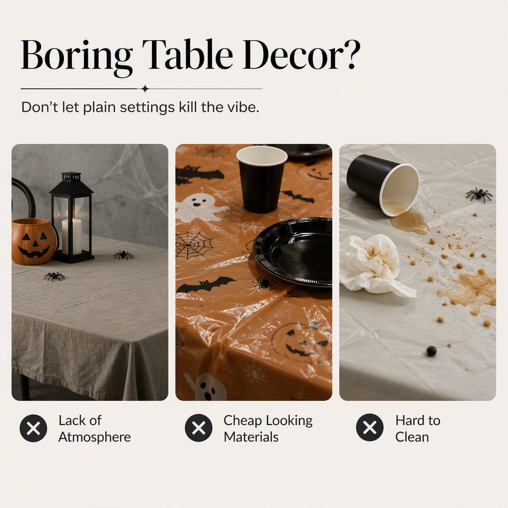 📢📢50% OFF !! ⏰Spooky Halloween Patterns Tablecloth and Placemats Set