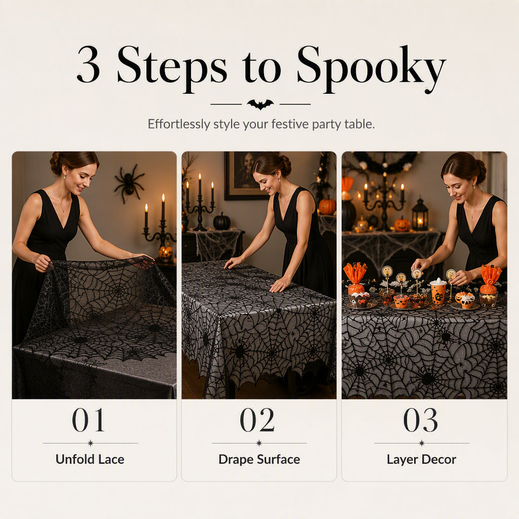 📢📢50% OFF !! ⏰Spooky Halloween Patterns Tablecloth and Placemats Set