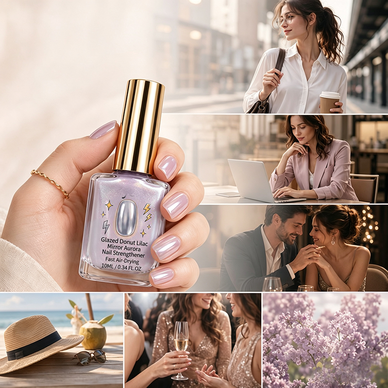 📢📢Hot Sale: Buy 1 Get 1 Free！！⏰Lilac Glossy Mirror Nail Strengthener