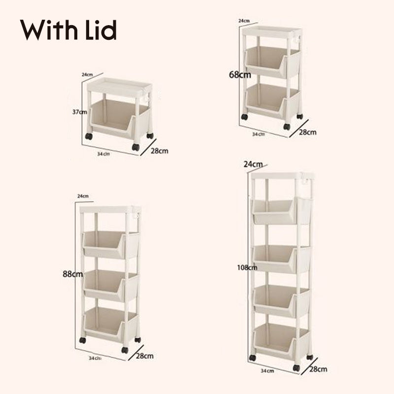 Multi-Tier Rolling Storage Cart for Narrow Spaces