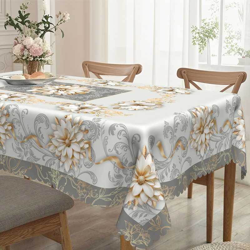 📢📢50% OFF !! ⏰Elegant Waterproof Embossed Floral Tablecloth