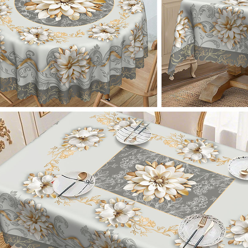 📢📢50% OFF !! ⏰Elegant Waterproof Embossed Floral Tablecloth