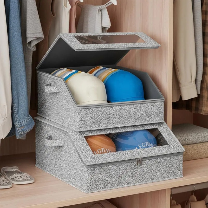 📢📢50% OFF !! ⏰Stackable Hat Storage Box with Clear Window