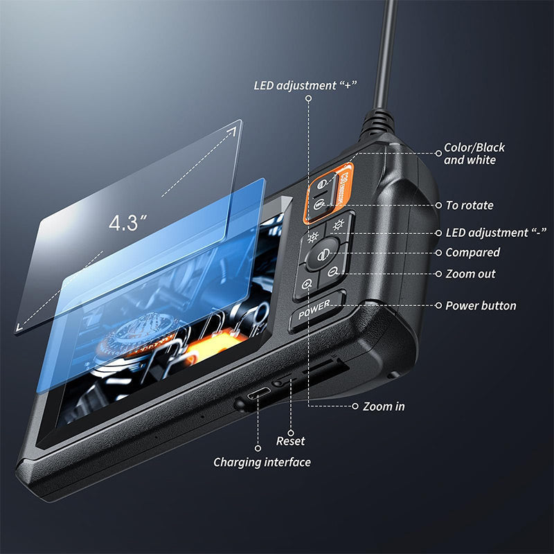 📢📢50% OFF !! ⏰4.3 HD Waterproof Endoscope Camera with Light