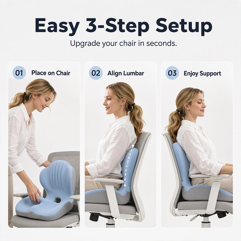 📢📢40% OFF !! ⏰ 2026 Sale — Over 47,300 Sold!🪑 Ergonomic Memory Foam Seat Cushion with Back Support