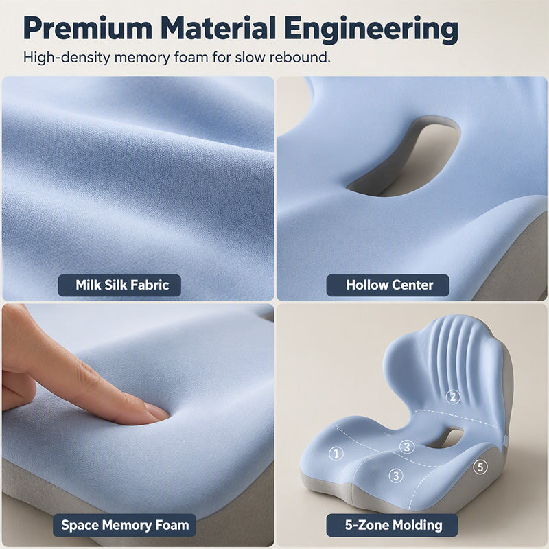 📢📢40% OFF !! ⏰ 2026 Sale — Over 47,300 Sold!🪑 Ergonomic Memory Foam Seat Cushion with Back Support