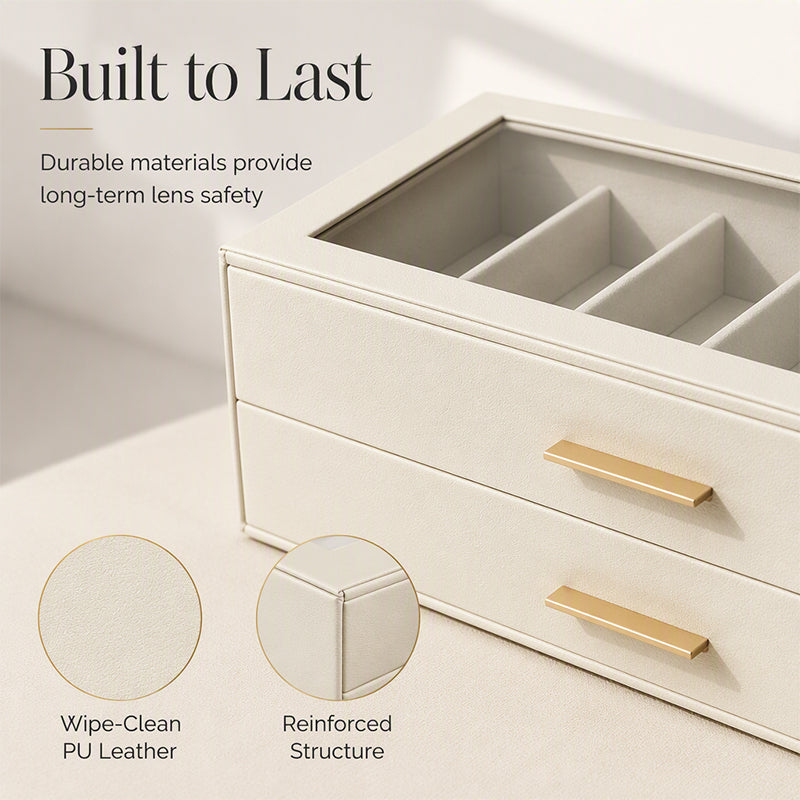 📢📢40% OFF !! ⏰2-Tier Sunglasses Organizer Box with Transparent Glass Top Display