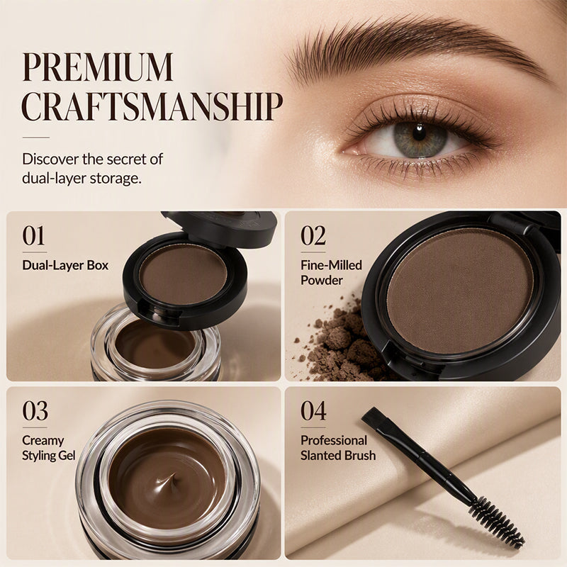 📢📢Hot Sale: Buy 1 Get 1 Free！！⏰2-in-1 Highly Pigmented Eyebrow Powder & Cream