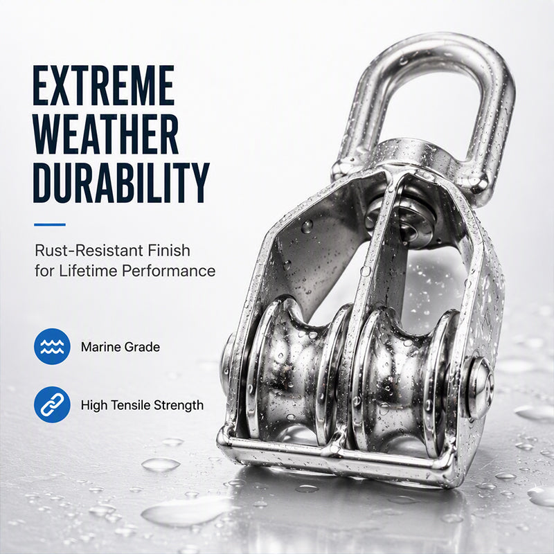 📢📢50% OFF !! ⏰304 Stainless Steel Swivel Pulley Block Heavy Duty Wire Rope Lifting Wheel