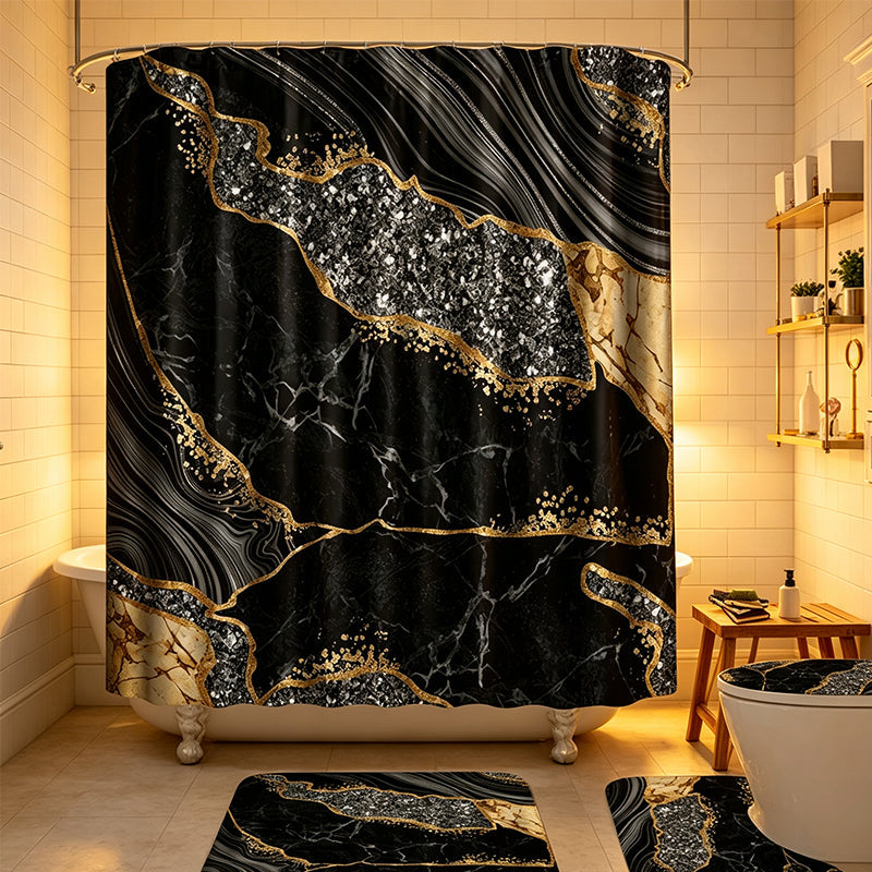 📢📢50% OFF !! ⏰Elegant Marble Pattern Bathroom Shower Curtain