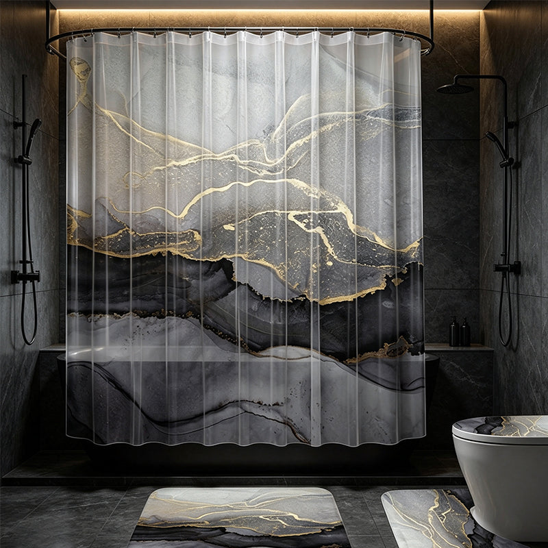 📢📢50% OFF !! ⏰Elegant Marble Pattern Bathroom Shower Curtain