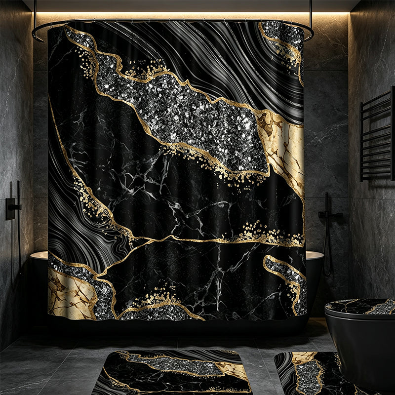 📢📢50% OFF !! ⏰Elegant Marble Pattern Bathroom Shower Curtain