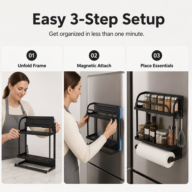 📢📢40% OFF !! ⏰Magnetic Fridge Organizer Rack