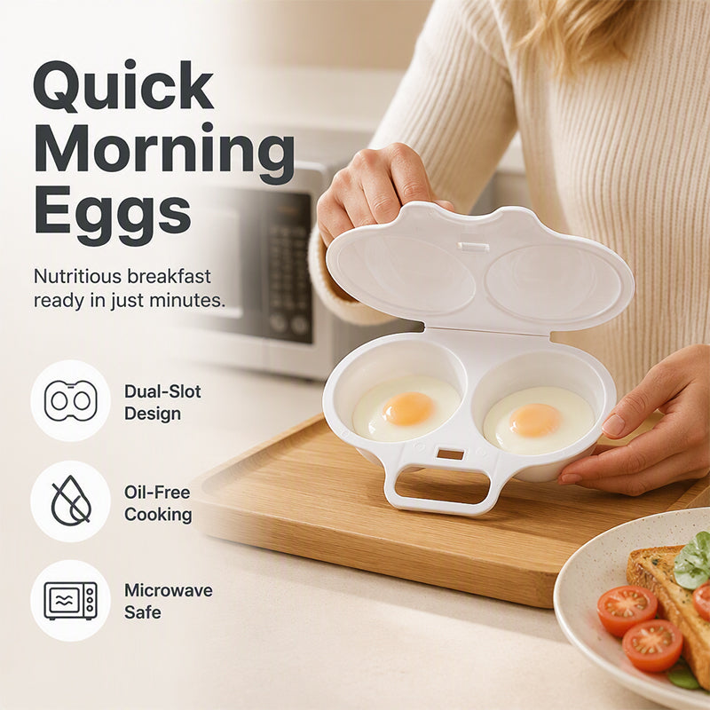 📢📢50% OFF !! ⏰Dual Cavity Microwave Egg Poacher