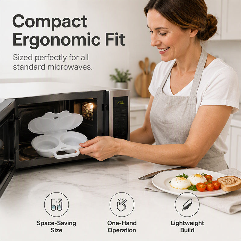 📢📢50% OFF !! ⏰Dual Cavity Microwave Egg Poacher