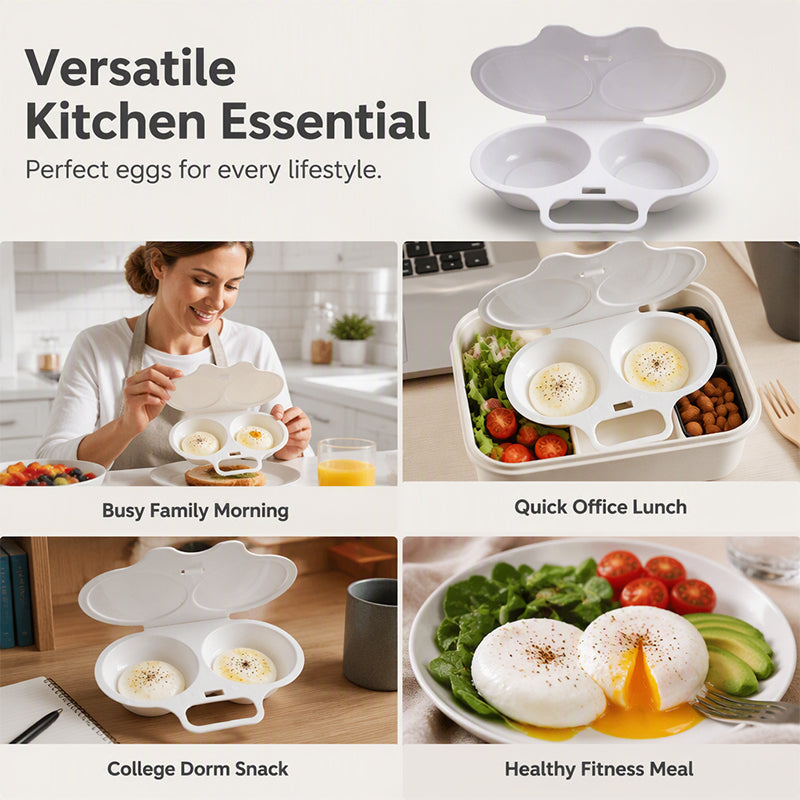 📢📢50% OFF !! ⏰Dual Cavity Microwave Egg Poacher