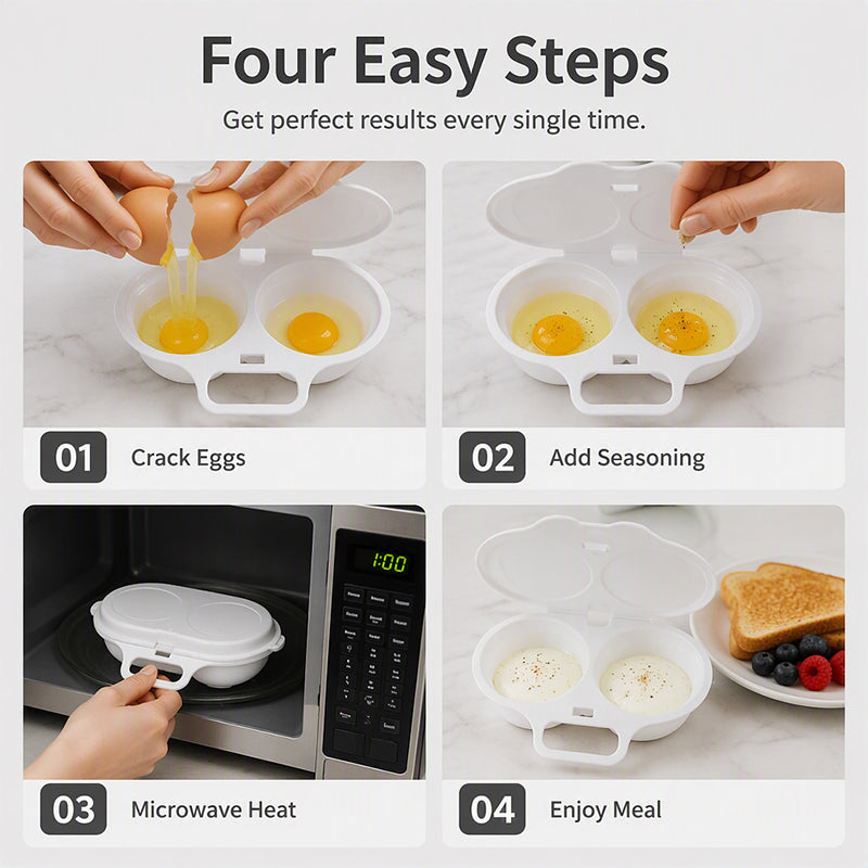 📢📢50% OFF !! ⏰Dual Cavity Microwave Egg Poacher