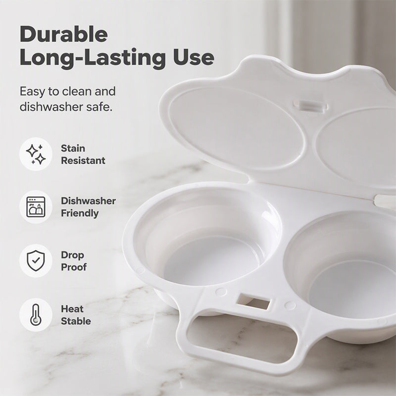 📢📢50% OFF !! ⏰Dual Cavity Microwave Egg Poacher