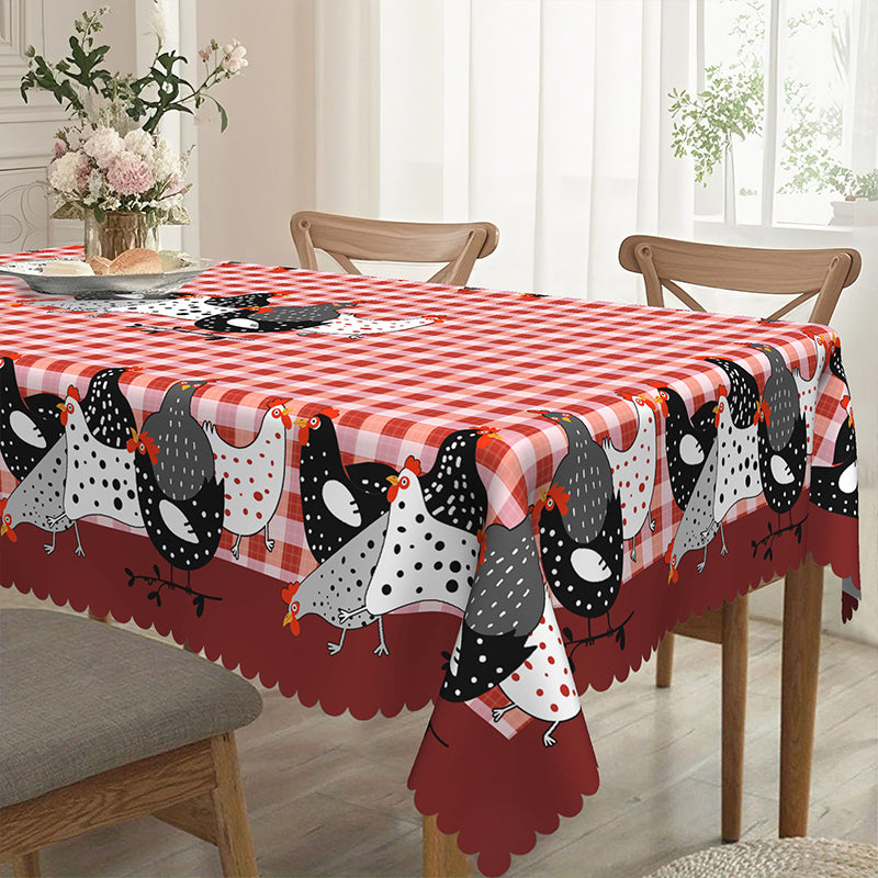 📢📢50% OFF !! ⏰Red Plaid Rooster Tablecloth