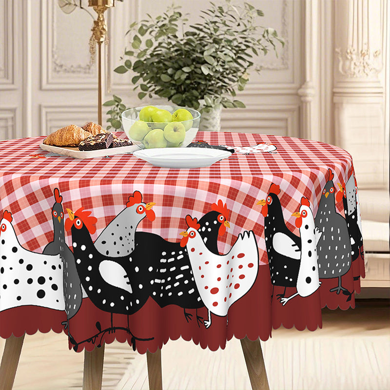 📢📢50% OFF !! ⏰Red Plaid Rooster Tablecloth