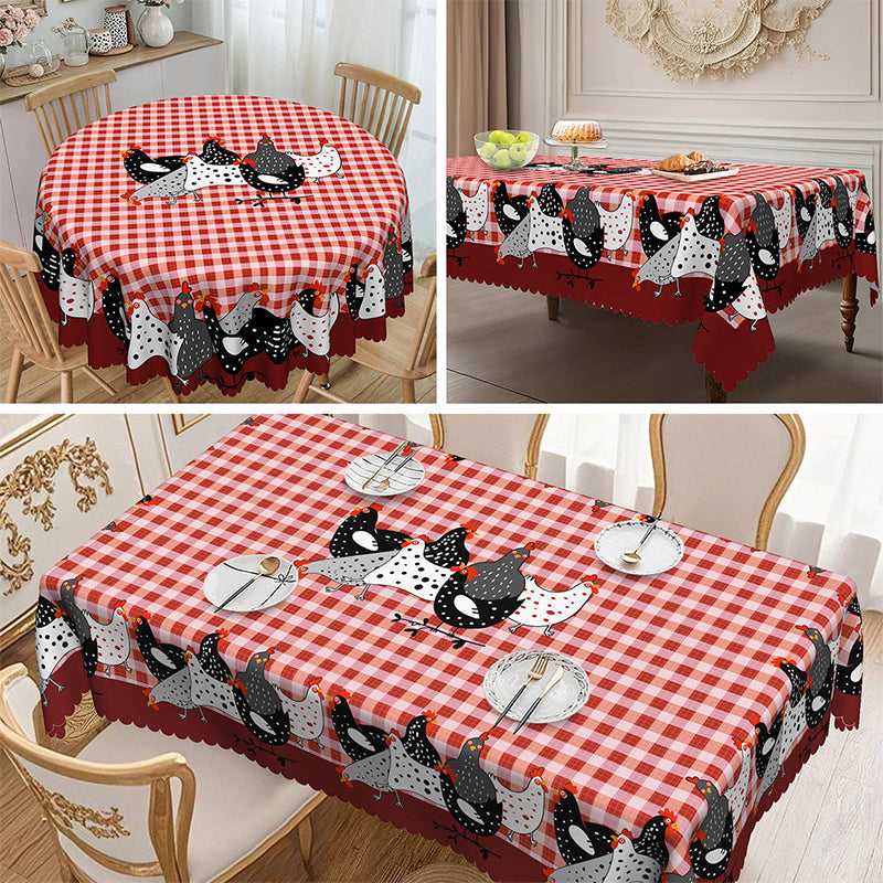 📢📢50% OFF !! ⏰Red Plaid Rooster Tablecloth