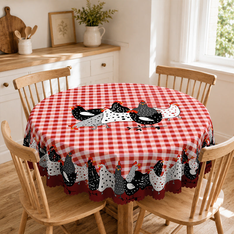 📢📢50% OFF !! ⏰Red Plaid Rooster Tablecloth