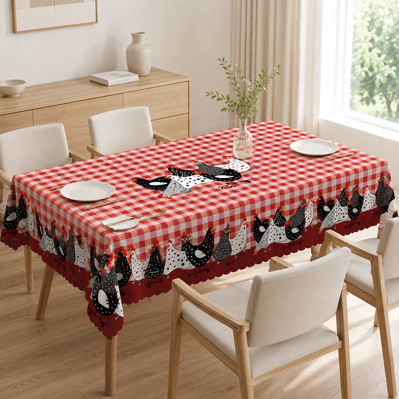 📢📢50% OFF !! ⏰Red Plaid Rooster Tablecloth