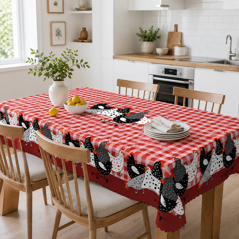 📢📢50% OFF !! ⏰Red Plaid Rooster Tablecloth