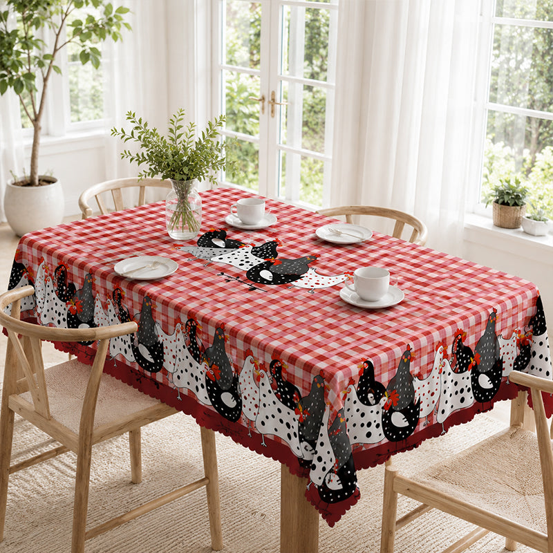 📢📢50% OFF !! ⏰Red Plaid Rooster Tablecloth