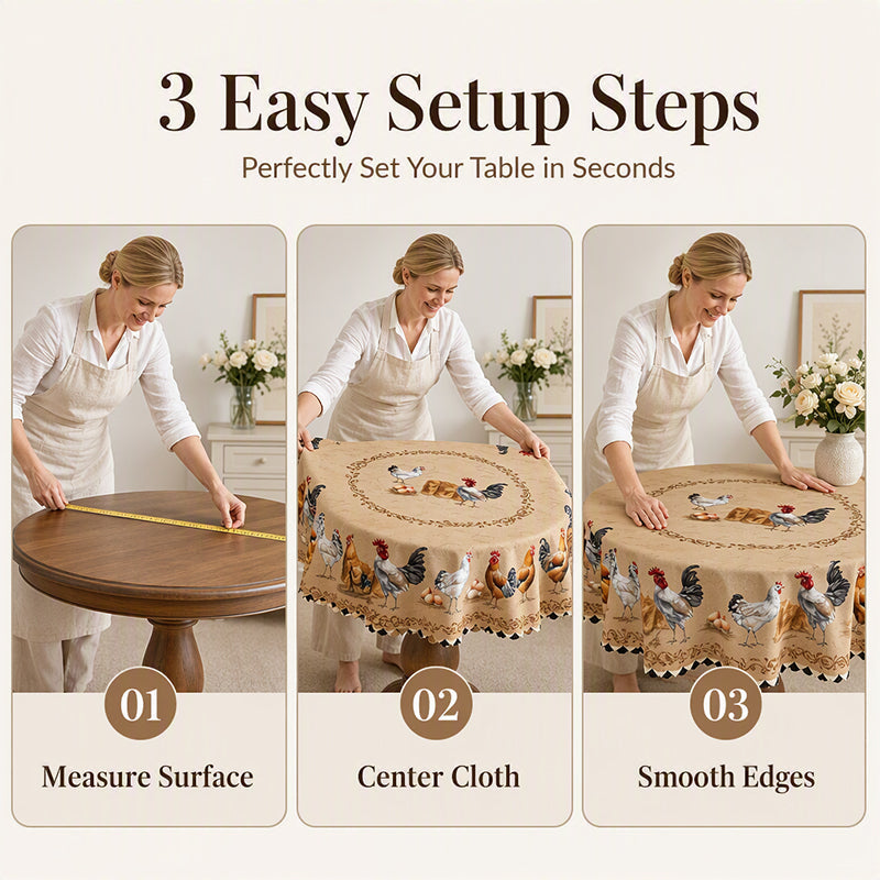 📢📢50% OFF !! ⏰Vintage Farmhouse Chicken Pattern Tablecloth