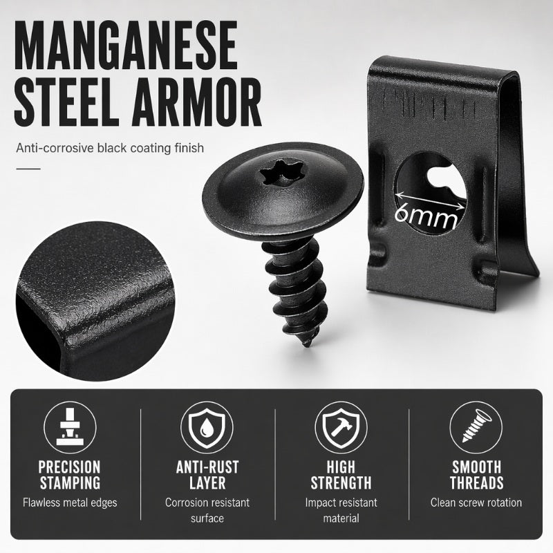 📢📢50% OFF !! ⏰Universal Car Metal U-Type Clips and Screws Set