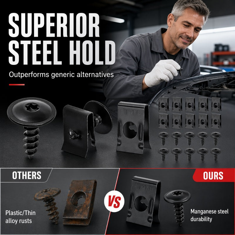 📢📢50% OFF !! ⏰Universal Car Metal U-Type Clips and Screws Set