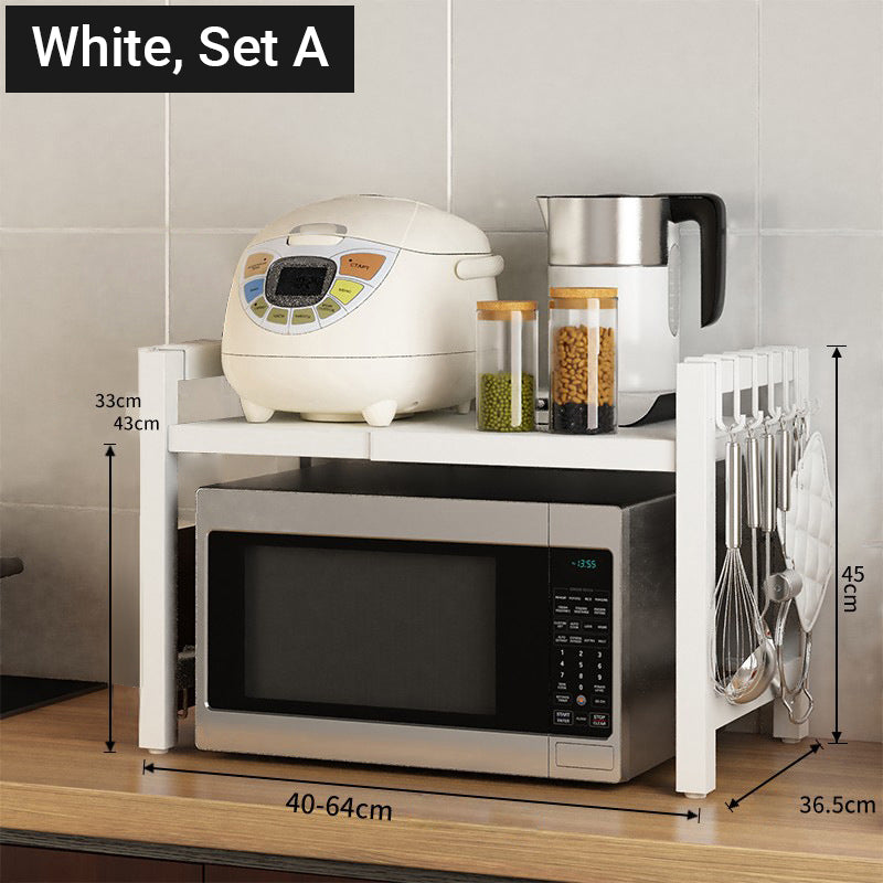 📢📢50% OFF !! ⏰Expandable Microwave Oven Rack with Hooks