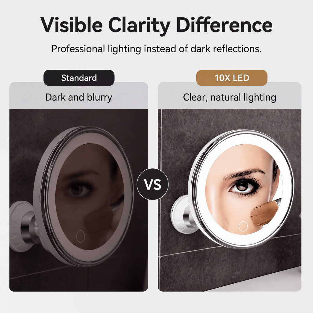 📢📢50% OFF !! ⏰10x Magnifying Makeup Mirror with LED Light and Suction Cup