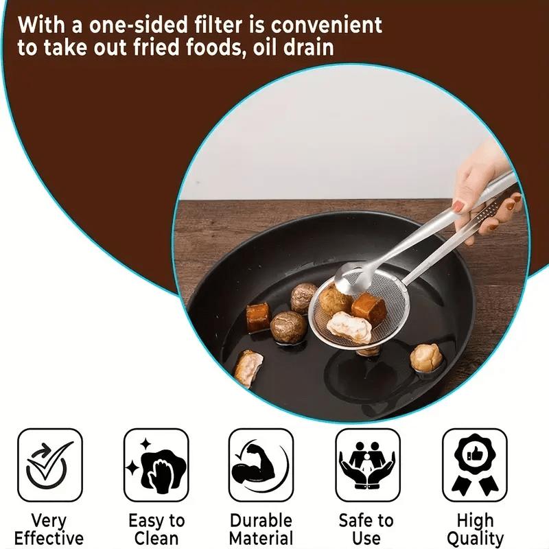 📢📢50% OFF !! ⏰2-in-1 Stainless Steel Food Tongs & Oil Strainer