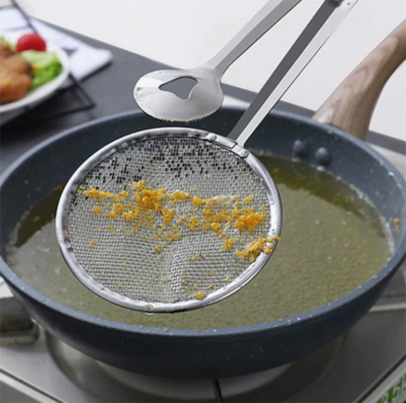 📢📢50% OFF !! ⏰2-in-1 Stainless Steel Food Tongs & Oil Strainer