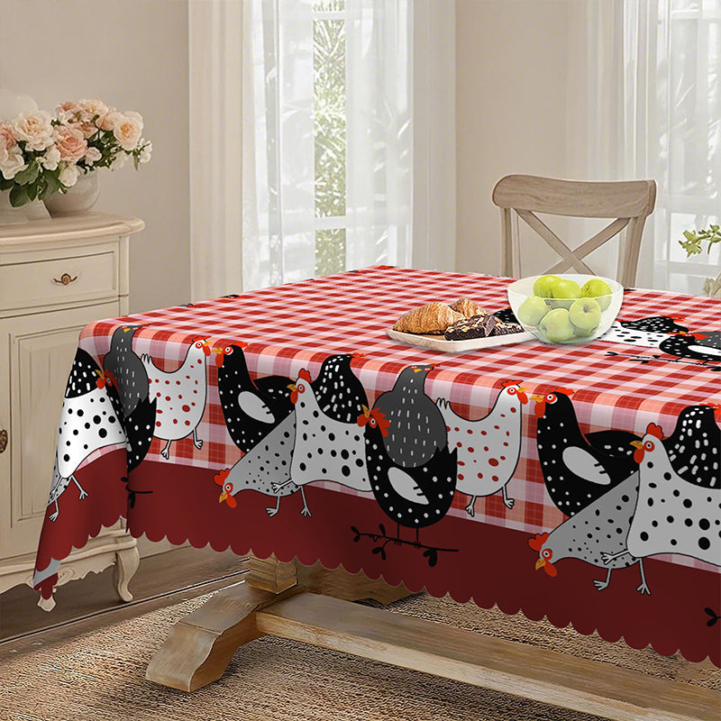 📢📢50% OFF !! ⏰Red Plaid Rooster Tablecloth