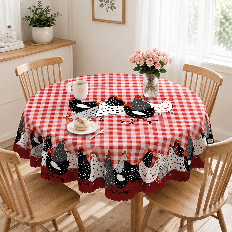 📢📢50% OFF !! ⏰Red Plaid Rooster Tablecloth