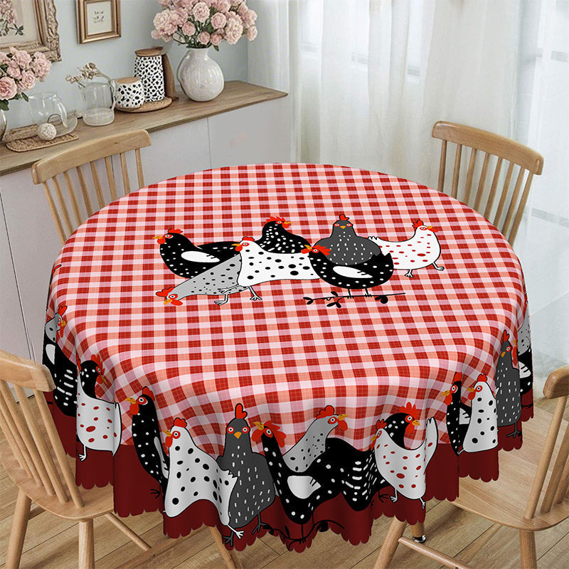 📢📢50% OFF !! ⏰Red Plaid Rooster Tablecloth