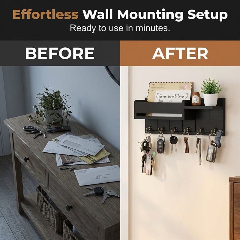 📢📢50% OFF !! ⏰Wall-Mounted Mail and Key Holder with Shelf